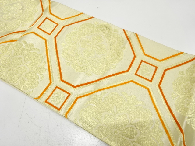 JAPANESE KIMONO / ANTIQUE FUKURO OBI / SILK / WOVEN FLOWER SHOKKO PATTERN